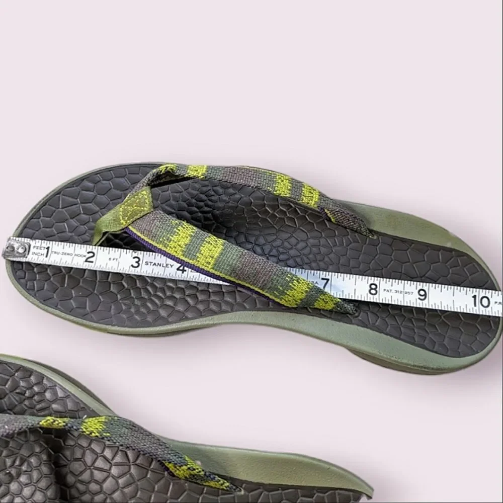 Chaco Lime Olive Green Thong Style Flip Flop Sandals size 9.5 10 - Picture 13 of 13